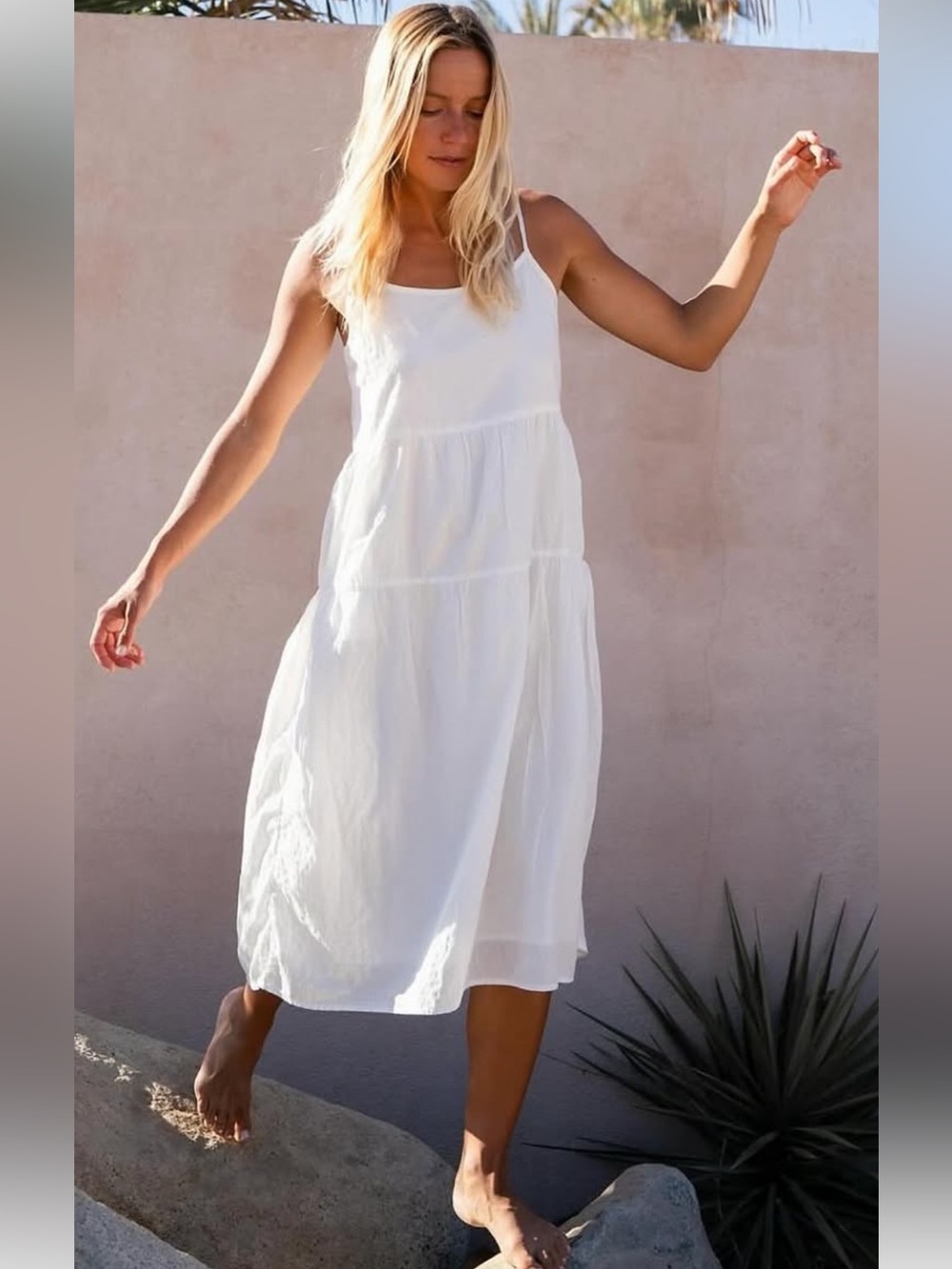 Carve Designs Jacey Organic Cotton Textured Midi Dress. Size Large.